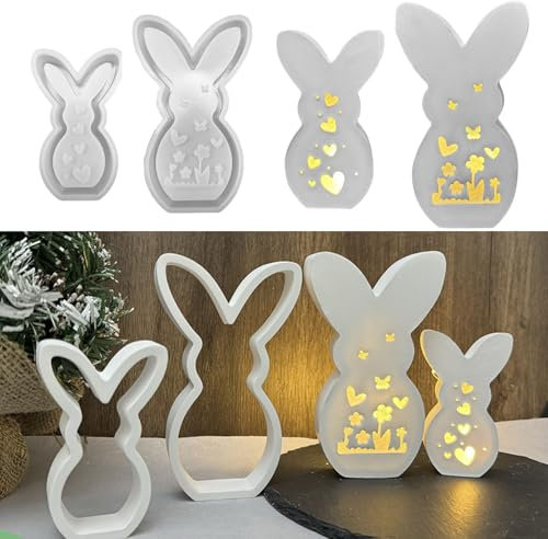 Silikonformen Gießformen Ostern, 2 Stück Osterhase Silikonform Ostern Gießformen Silikon Ostern Silikonform Hase Gipsformen zum Gießen Ostern Giessform Ostern für Ostern Frühling (F)
