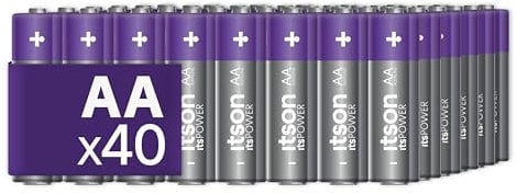 ITSON, Batterien AA, 40 Stück, 1.5V, Alkaline Batterien, für Uhren, Taschenlampen, Fernbedienungen, umweltfreundliche Verpackung 95% recycelt