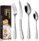 BILLION DUO Silver Cutlery Set - Flatware Set 24 Pieces - Stainless Steel Knife Fork Spoon Set Dishwasher Safe & Rustproof - Highly Polished Cutlery for 6 People