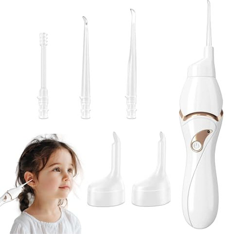 Ohrenschmalz Entferner Sauger Wush Ohrenschmalz Entferner Ohrsauger Erwachsene Elektrischer Ohrenreiniger mit LED-Licht Kommt mit 5 Waschbaren Ersatzköpfen für Babys und Erwachsene