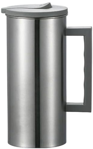 UWEOTYYY Jarra de Acero Inoxidable con Tapa, Jarra de Metal de 1800 ml, de Acero Inoxidable de Apertura con manija, de Agua sin Deslizamiento para café, té, Jugo, Bebidas, Metal