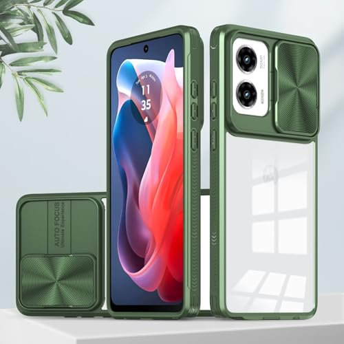 PONRFEKT Transparente Coque pour iPhone 11 avec Cache Caméra Coulissante,composé d'un Dos en PC et d'un Cadre en TPU,Ultra Mince Élégant Étui,Vert Olive
