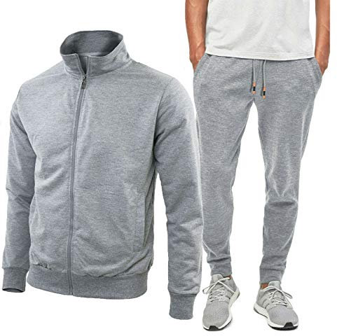 N+1 Tuta Uomo Completa Estiva Casual Giacca con Cerniera Pantaloni M L XL XXL 3XL 4XL (IT, Testo, 3XL, Regular, Regular, Grigio)
