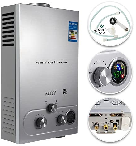 Water Heater for Bath Propane Gas Hot Water Heater 16L On-Demand Tankless Instant Boiler 4.3GPM Hospitals, Schools and Care Homes(16L (liquefied Gas))