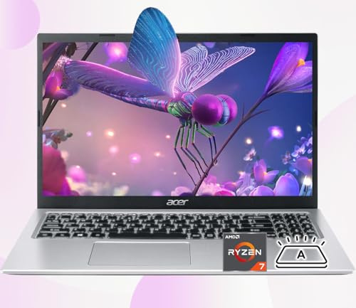 acer Ordinateur portable Aspire 3 Premium avec clavier rétroéclairé | Processeur AMD Ryzen 7 7730U | Écran IPS 15,6 FHD | 64 Go de RAM | SSD PCIe de 4 To | Type-C | Wi-Fi 6 | Élégant et portable |