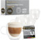 Lemontree 4er Set Cappuccino Tassen 250ml - 180 Grad spülmaschinenfest und hitzebeständig - Gastronomie Qualität - doppelwandige Gläser mit Henkel aus Borosilikatglas für Cappuccino Latte Macchiato