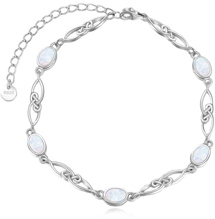 YAFEINI Weißes Opal Armband 925 Sterling Silber Infinite Opal Armband Schmuck für Frauen