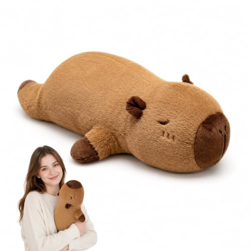 Capybara Kuscheltier, 45 cm Capybara Plüschtier Groß, Weiches Capybara Kuscheltier XXL als Schlafbegleiter und Deko