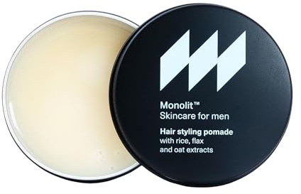 Monolit Haarpomade Männer 55g – Flexibler Halt ohne Verkleben - Styling Pomade mit Reiskleienwachs & Sonnenblumenöl – Natürlicher Look für kurzes & mittleres Haar