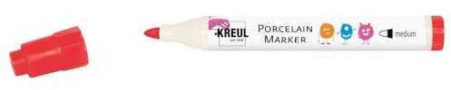KREUL 16305 - PorcelainPen easy rosso ciliegia, larghezza del tratto circa 1-3 mm, con punta a pennello dimensionalmente stabile, per dipingere e decorare vetro, porcellana e ceramica smaltata