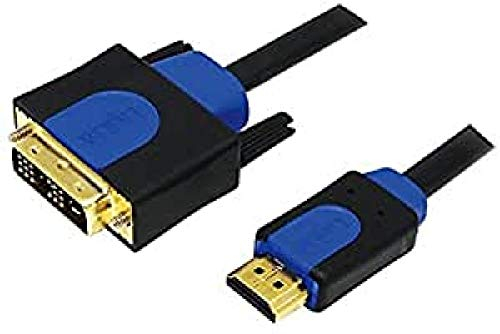 Logilink 131620 DVI/HDMI Anschlusskabel 2.00m CHB3102 vergoldete Steckkontakte, schraubbar Schwarz [1x DV, Schwarz-UHU003