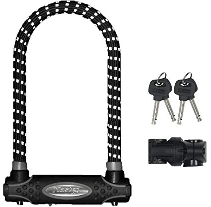 Master Lock 8195EURDPROREF Candado U, Llave, Soporte de Transporte, Antirrobo Certificado, Reflectante, Electrica, Bicicleta Montaña, Unisex, Medium, 210 mm