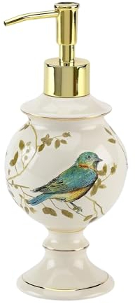 Avanti Linens Collection Gilded Birds Pompe à Lotion/Distributeur de Savon, Accessoires de comptoir, décoration de Salle de Bain inspirée de la Nature