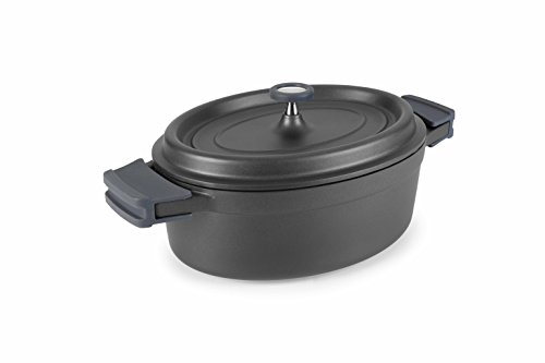 LACOR - 25935 - Cacerola Oval Aluminio Fundido 31x25 cms - Negro