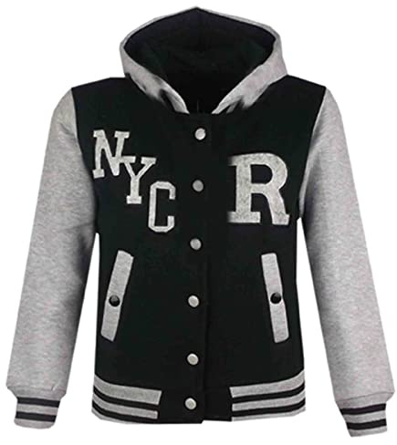A2Z 4 Kids Baseball Hooded R Fashion NYC/FOX Jacket Varsity Style Coat Long Sleeves Casual Fashion Gifts For Girls Boys New Age 2-13 Years