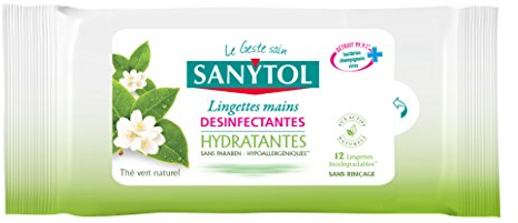 Sanytol 33650500 Feuchttücher mit desinfizierender Wirkung, für Hände und Oberflächen, 4 x 12 Stück