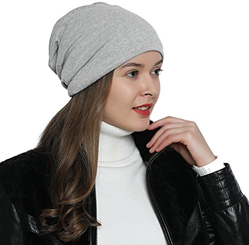 DonDon Atmungsaktive Mütze Beanie mit super flauschigem Innenfutter Feinstrick hellgrau