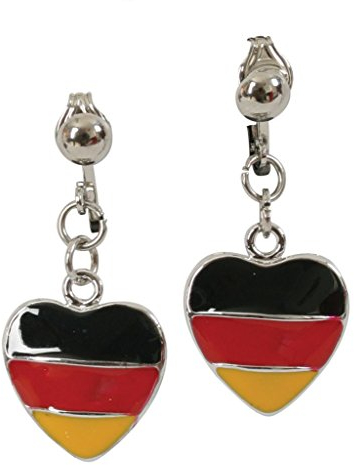KarnevalsTeufel.de Ohrclips Fan Herz Fanartikel WM/EM Ohrringe Ohrhänger Modeschmuck