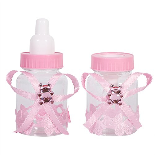 Candy Bottle Party Gifts Baby Shower Bottle Gadgets Party Favors Baby Feeding Bottle Design for Baby Girl Boy 50PCS(Pink)