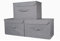 Magenta Magpie Grey Fabric Storage Boxes with lids. Stackable and Foldable. For wardrobes, shelves, clothes, bedroom, office, cupboard, keepsake memory box, crafts, toys, shoes, socks. 3pk 37x25x25cm