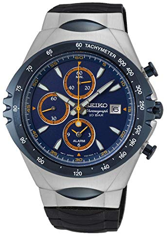Seiko Chronograph Herren-Uhr Edelstahl mit Silikonband SNAF85P1