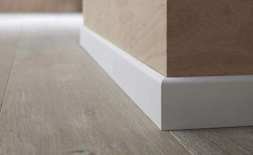 MadeInNature Plinthe en médium prépeinte blanche de très grande qualité – fabrication FRANCAISE – différentes dimensions et finitions (Hauteur 12cm finition arrondi, 60 ml)