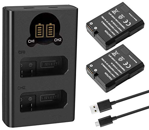 2X EN-EL14 EN-EL14a Batteria di Ricambio Compatibile con Nikon D5600 D5500 D5300 D5200 D5100 D3500 D3400 D3300 D3200 D3100 Df Coolpix P7800 P7700 P7200 P7100 P7000