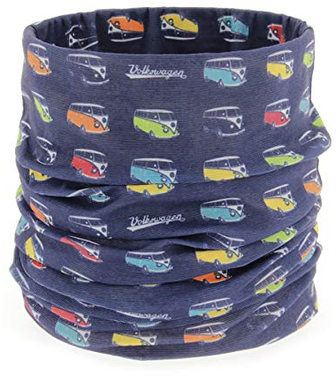 BRISA VW Collection - Volkswagen Unisex Schlauch-Schal-Bandana-Hals-Tuch-Sturm-Haube-Multifunktion-Mund-Nase-Schutz T1 Bulli Bus (Bulliparade/Blau)