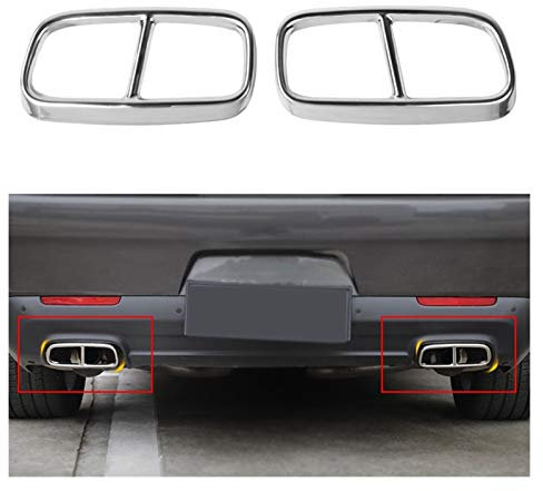 MYDH Auspuffblenden Für Dodge Challenger 2015-2020 Edelstahlauto-Hinterrad-Hals-Khroat-Dekor-Rahmenauto-Auspuffrohr-Trim-Abdeckaufkleber Auspuff Endrohr