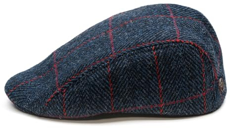 Sterkowski Norte | Harris Tweed Schirmmütze für Herren und Damen | Warm Flat Cap mit Einklappbaren Ohrenklappen