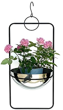 DanDiBo Macetero colgante de metal para pared, 67 cm, 96083 L, con maceta plateada, colgador para plantas, maceta, colgante para macetas