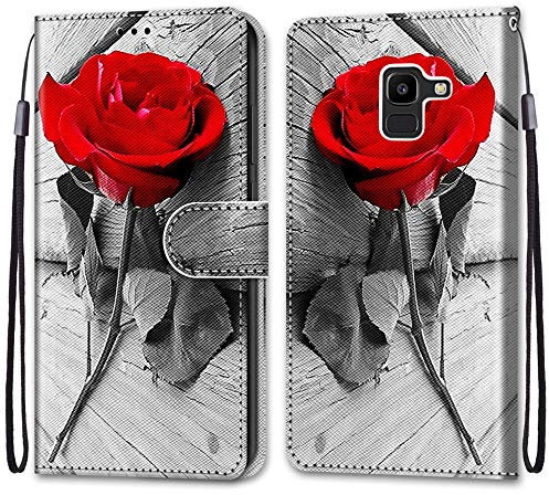 Mo-Somnus Coque pour Samsung Galaxy J6 2018/J600, Etui en Cuir PU Portefeuille Housse Coque avec 360 Degrés Silicone Antichoc Protection Cover Cuir Pochette Magnétique und Flip Béquille (Rose)