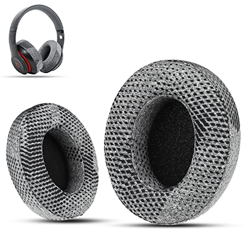 Krone Kalpasmos Replacement Ear Cushions for Beats Studio 3 Wireless, also fit Beats Studio 2 & 3 Wired/Wireless, Models B0501/B0500, crafted from Protein Leather & Memory Foam, Grey Patterned Design.