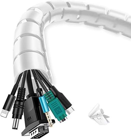 shinfly 2 x 1.5m Kabelschlauch Selbstschließend Weiß, Durchmesser 16mm/22mm Flexibel Kabelkanal mit 1 Drahtführungsclip, Kabelschutz Kabelmanagement für TV Computer - Weiß