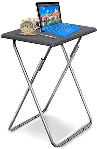 Garden 4 you Klappbarer TV-Tablett, Tisch/TV-Tabletts, Tisch zum Essen, stabiler TV-Tablett, Tisch, 63 cm, klappbarer Beistelltisch, faltbare Snacktische für Bett und Sofa, 38,1 x 48 x 66 cm, Grau