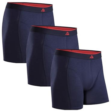DANISH ENDURANCE Boxer Bambou Homme, Calecon Homme Ultra Doux et Respirant, Lot de 3, Bleu Marine, XL