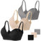 Vinfact Nursing Bra 3 Pack Seamless V Neck Maternity Bra Women Pregnancy Breastfeeding Bra（A-Black,Nude,Grey，M）