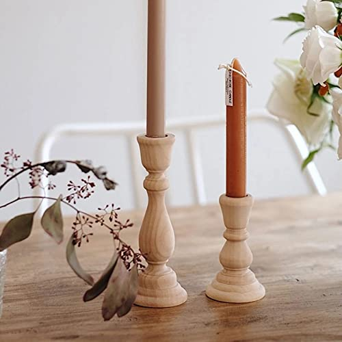 DUHALINE Juego de 2 portavelas de Madera, portavelas rústicos, portavelas de acordeón Hechos a Mano, Piezas de decoración de Mesa de Consola, portavelas de Chimenea de Lujo