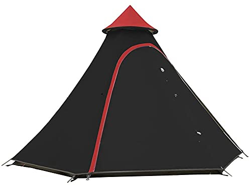 Wasserdichtes Camping-Pyramiden-Tipi-Zelt für Erwachsene, Tipi-Zelt, wasserdicht, doppellagig, Indianerzelt, Jurte, Zelt, Turmpfosten, Glockenzelt für Familienausflüge im Freien (schwarz) beautiful