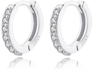 Creolen Ohrringe Silber 925 für Damen Zirkonia Klein Creolen Hypoallergen Ohrringe Kreolen 10mm