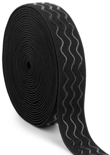Difenni Silikon-Greiferband, rutschfestes elastisches Band, schwarzes Silikon-Greiferband für Kleidung, elastisches Greiferband für Kleidung, Nähprojekte, Perückenherstellung, Zubehör, 4,5 m (schwarz,