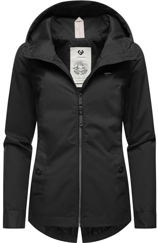 Ragwear leichte Damen Übergangsjacke kurz Outdoor-Jacke wasserdicht Parka mit Kapuze Monade Übergang YOUMODO Black24 Gr. S