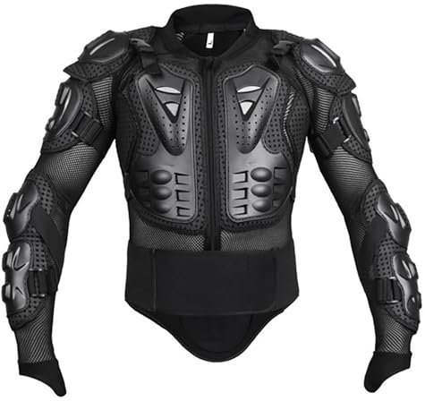 M&Catree Giacca Moto Corpo Armatura Indumenti di Protezione Completa Moto Professionale Sportivo per Adulto Spina Dorsale Tuta da Motociclista - Nero, XXL