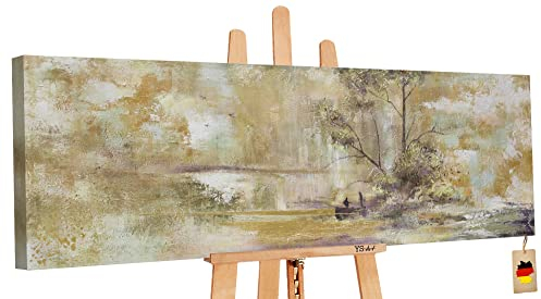 YS-Art Gemälde Handgemalt “Entspannung“ | Acrylbilder auf Leinwand Wohndecor | Wand Gemälde mit Rahmen | Acrylbild XXL Groß Schlafzimmer Wohnzimmer Küche Kinderzimmer Büro Ölbild