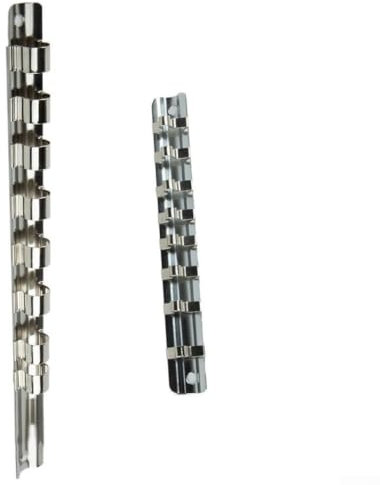 Gbtdoface 2PCS Socket Rail,Socket Organizer,1/4 3/8 1/2in Socket Rack Storage Holder,with Clips On Rail Tools Organizer(9.5mm+12.7mm)