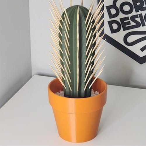 Porte-cure-dents en forme de cactus, distributeur de cure-dents en forme de cactus imprimé 3D, distributeur de cure-dents décoratif, peut contenir 117 cure-dents ronds (vert foncé)