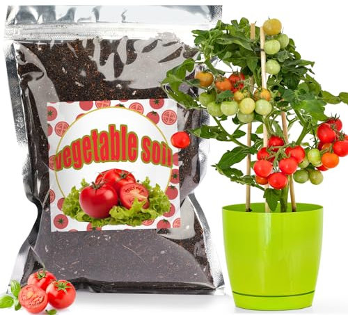 Bio-Gemüseerde-Mischung 4L, Zimmerpflanzen-Blumenerde für alle getopften Gemüsepflanzen wie Tomaten, Salat, Paprika, Gesunde Zimmerpflanzen drinnen züchten