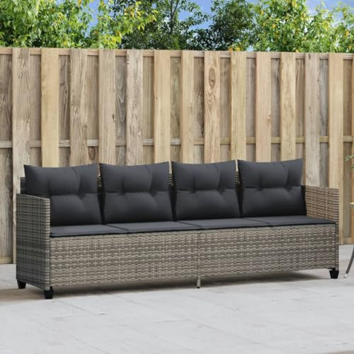 IKAYAA Gartensofa Rattan Sofa 3 Sitzer Garten Lounge Sofa Outdoor Gartenbank Sitzbank Balkon Lounge Klein Balkonmöbel Rattansofa Couch Bank Sitzecke Loungemöbel Balkon Möbel Gartenlounge