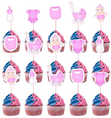 48 Stück Baby Mädchen Tortendeko, It's a Girl, Babyparty Taufe, Baby Girl Cupcake Toppers, Muffin Deko für Kuchen Dekoration Supplies