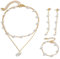 FDEETY Braut Schmuckset für Damen Perle Halskette Ohrringe Set Perlenarmband Perlenohrringe Gold Hochzeit Schmuck Set für Frauen Brautschmuck Set Perlenschmuck Set